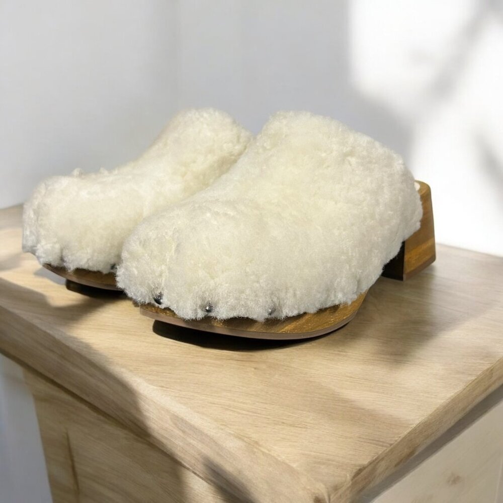 Matisse Stockholm Shearling Clogs Womens Size 7M Slip-On Block Heel Shoes Brazil - Picture 8 of 16